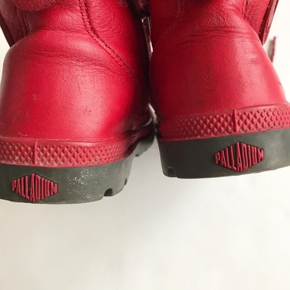 Palladium red leather boots VGUC - visible wear size 9 toddler - Picture 8 of 10